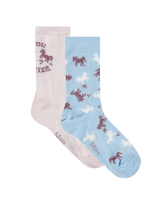 馬柄ソックス 2足組 Nomi Charlotte Pink | Molo