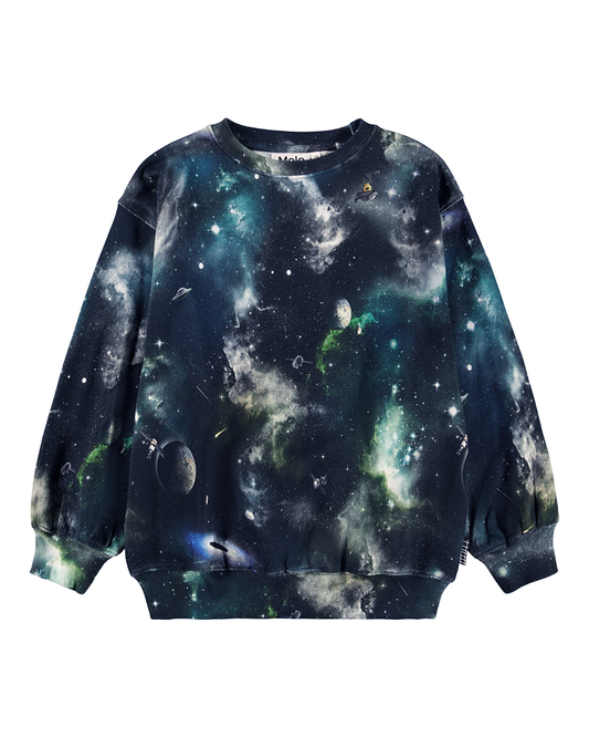 宇宙モチーフ オーガニックコットン100% スエットシャツ Monti Deep Space | Molo